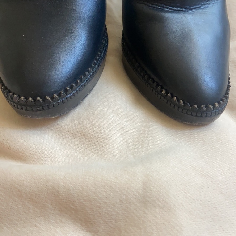 Burberry Black Leather Ankle Booties with Gold Buckle - Picture 5 of 16